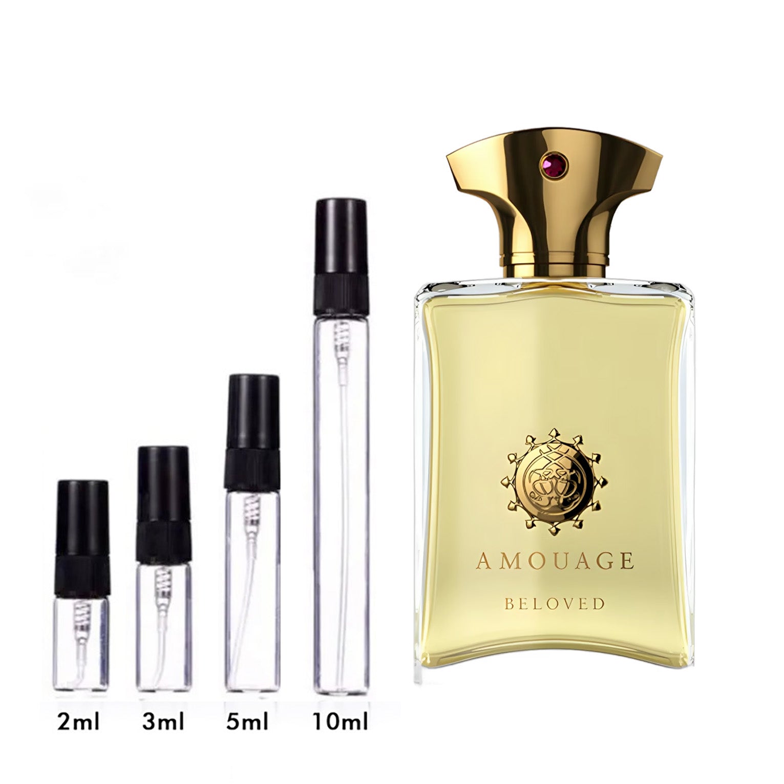 Parfum Beloved Man Amouage — flacon et échantillons
