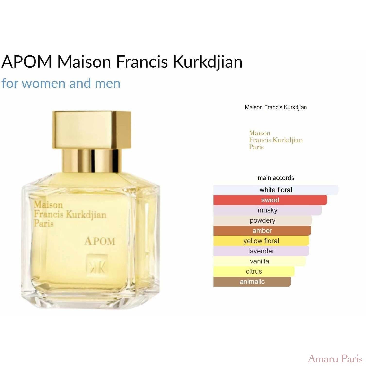APOM Maison Francis Kurkdjian for women and men - ParfumAmaruParis