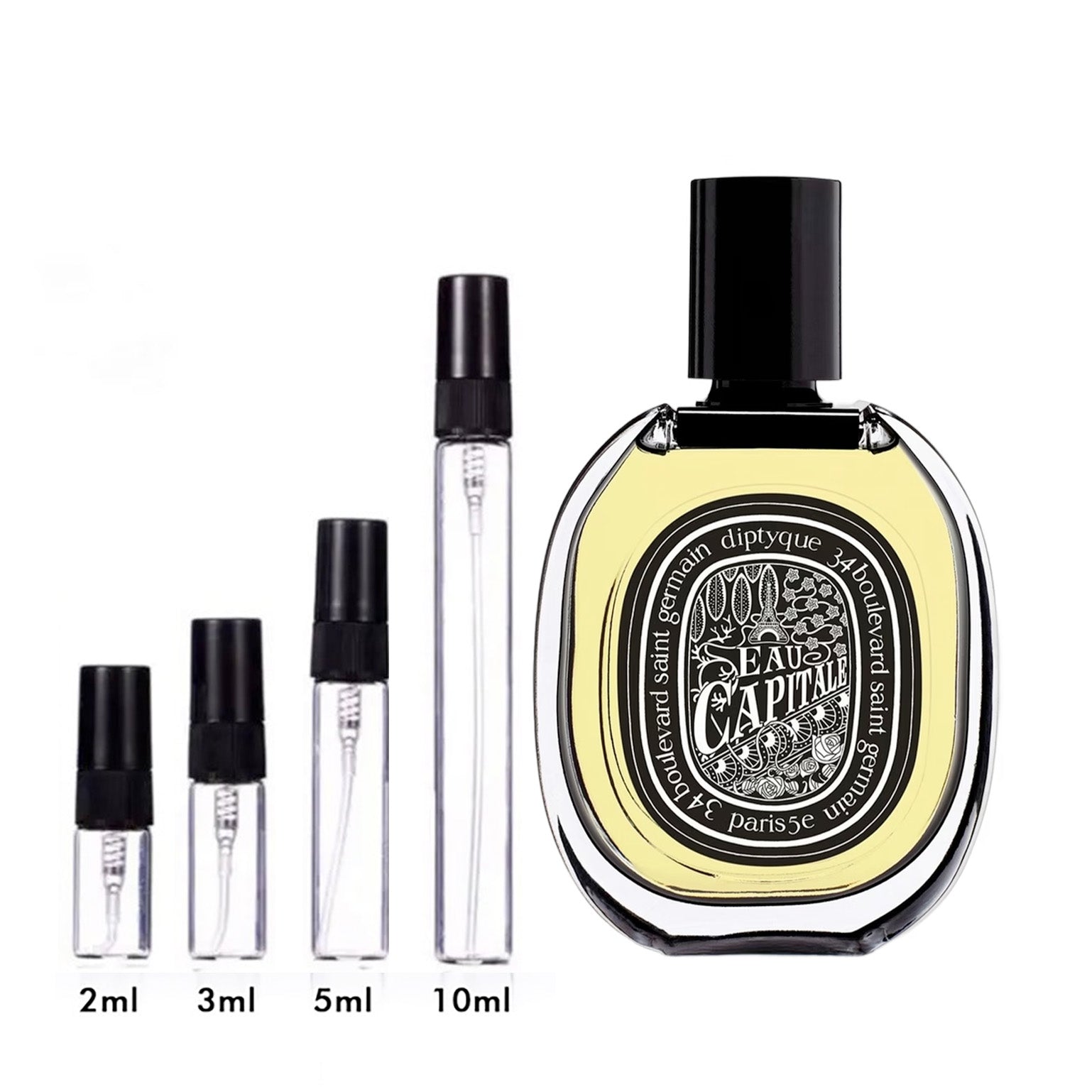 Parfum Eau Capitale Diptyque — flacon et échantillons