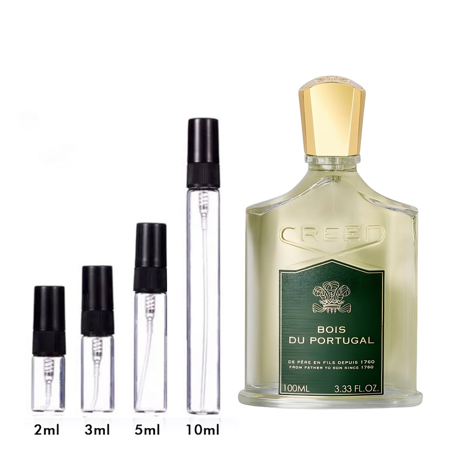 Parfum Bois du Portugal Creed — flacon et échantillons