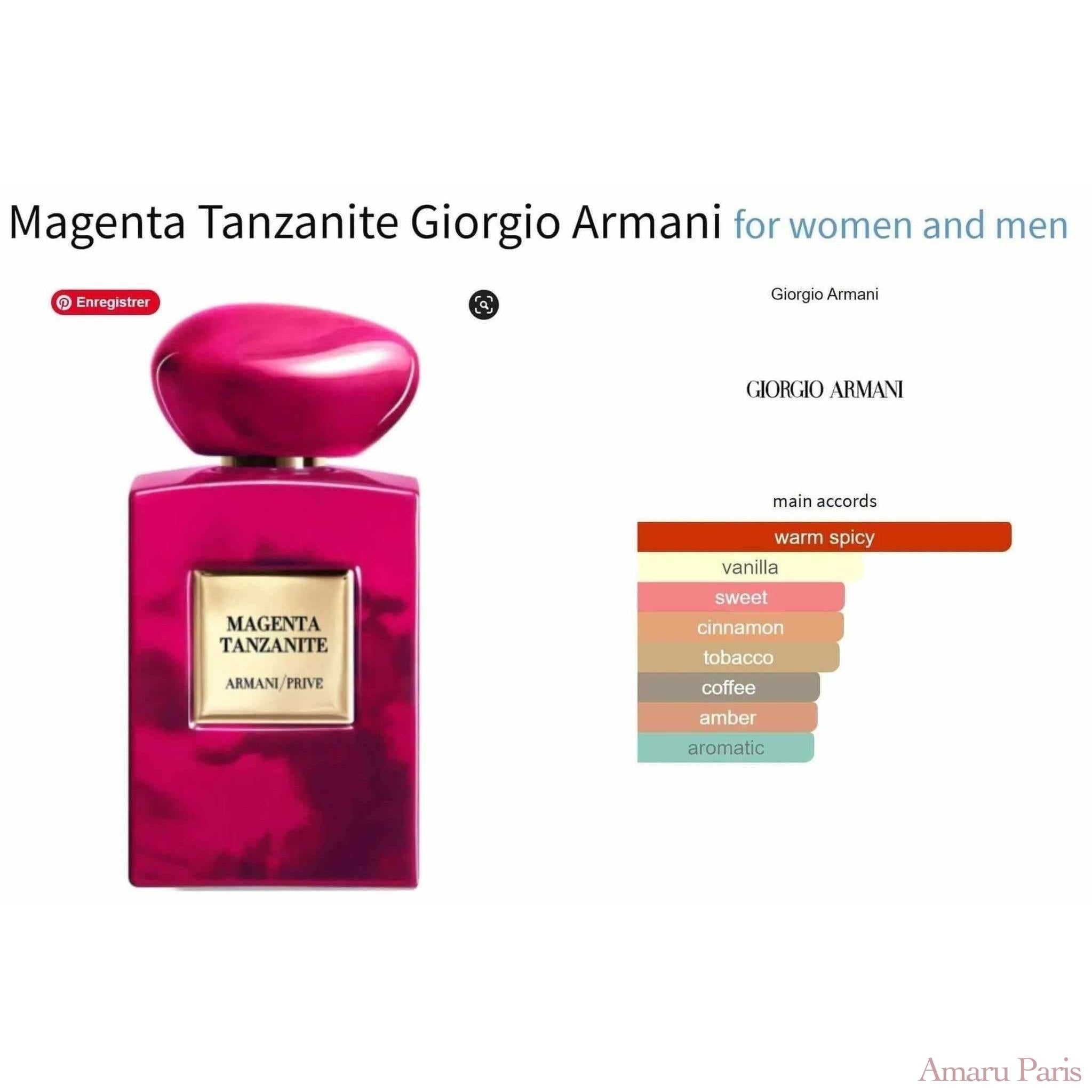 Magenta Tanzanite Giorgio Armani for women and men Decant Fragrance Samples - ParfumAmaruParis