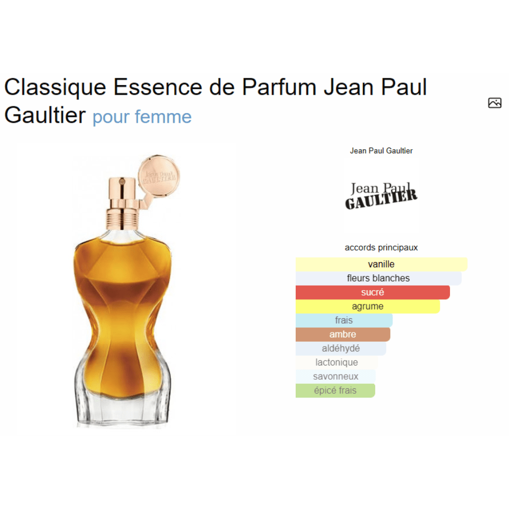 Parfum Classique Essence de Parfum Jean Paul Gaultier pour femme - ParfumAmaruParis