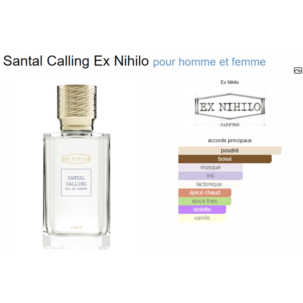 Parfum Santal Calling Ex Nihilo unisexe - ParfumAmaruParis