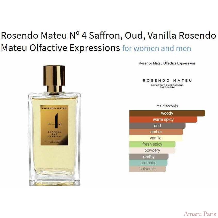 Rosendo Mateu Nº 4 Saffron, Oud, Vanilla Rosendo Mateu Olfactive Expressions for women and men - ParfumAmaruParis