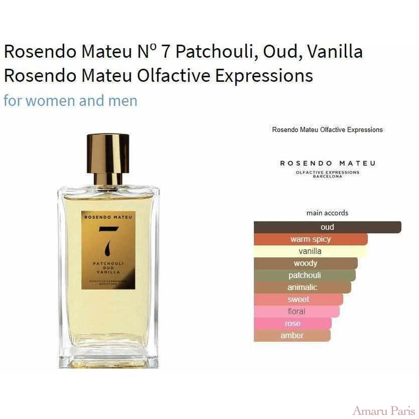 Rosendo Mateu Nº 7 Patchouli, Oud, Vanilla Rosendo Mateu Olfactive Expressions for women and men - ParfumAmaruParis