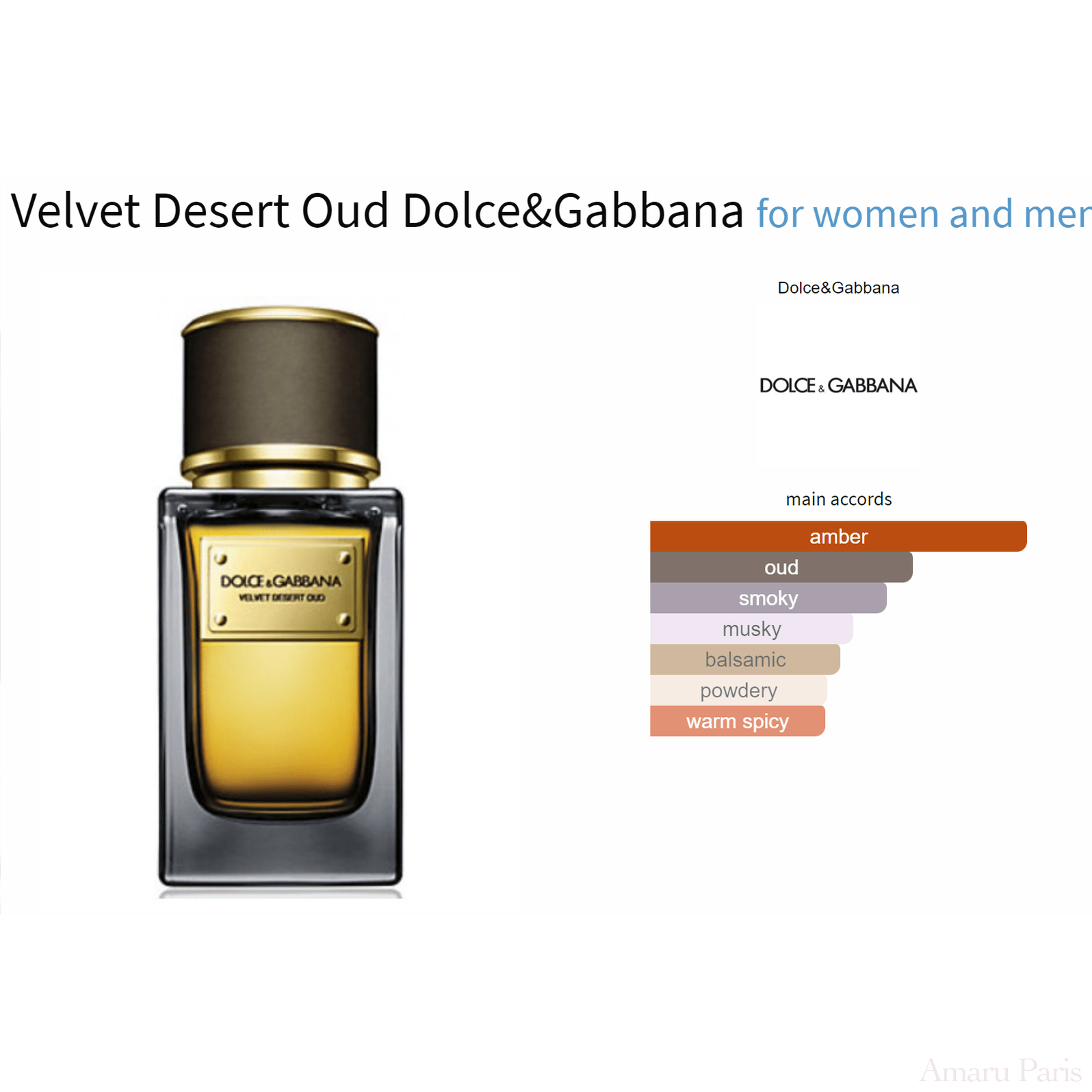 Velvet Desert Oud Dolce&Gabbana for women and men - ParfumAmaruParis