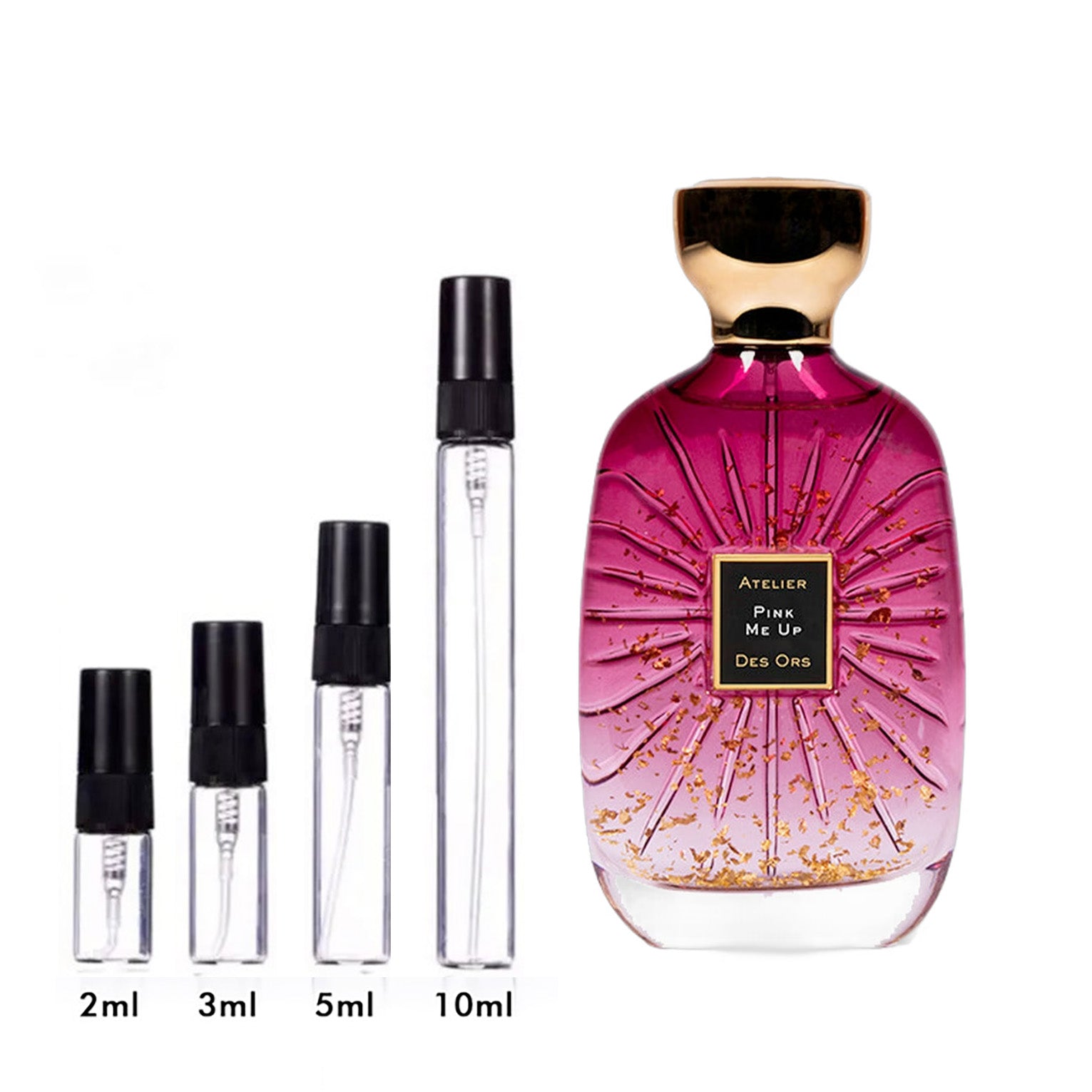 Parfum Pink Me Up Atelier des Ors — flacon et échantillons