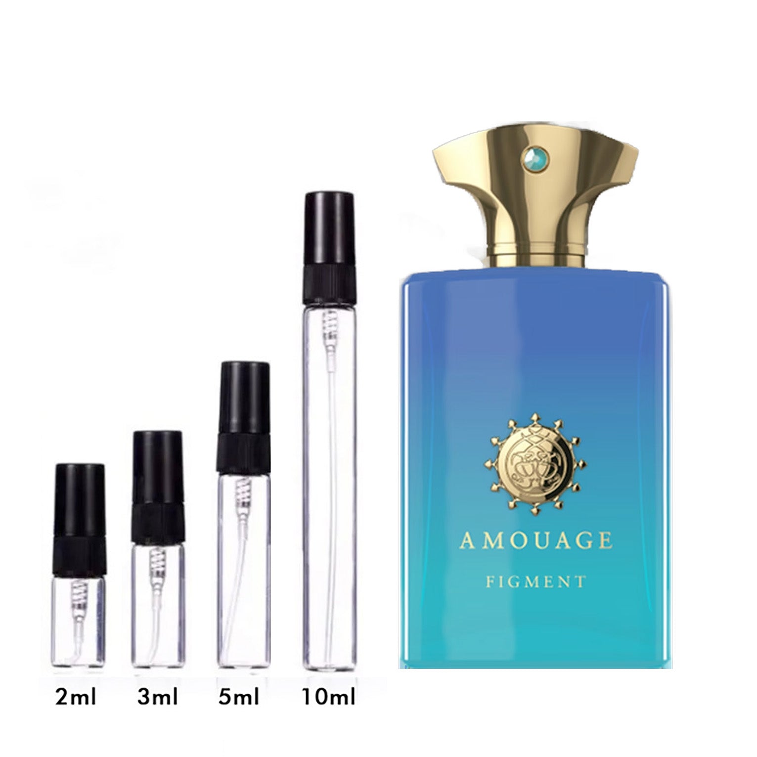 Parfum Figment Man Amouage — flacon et échantillons